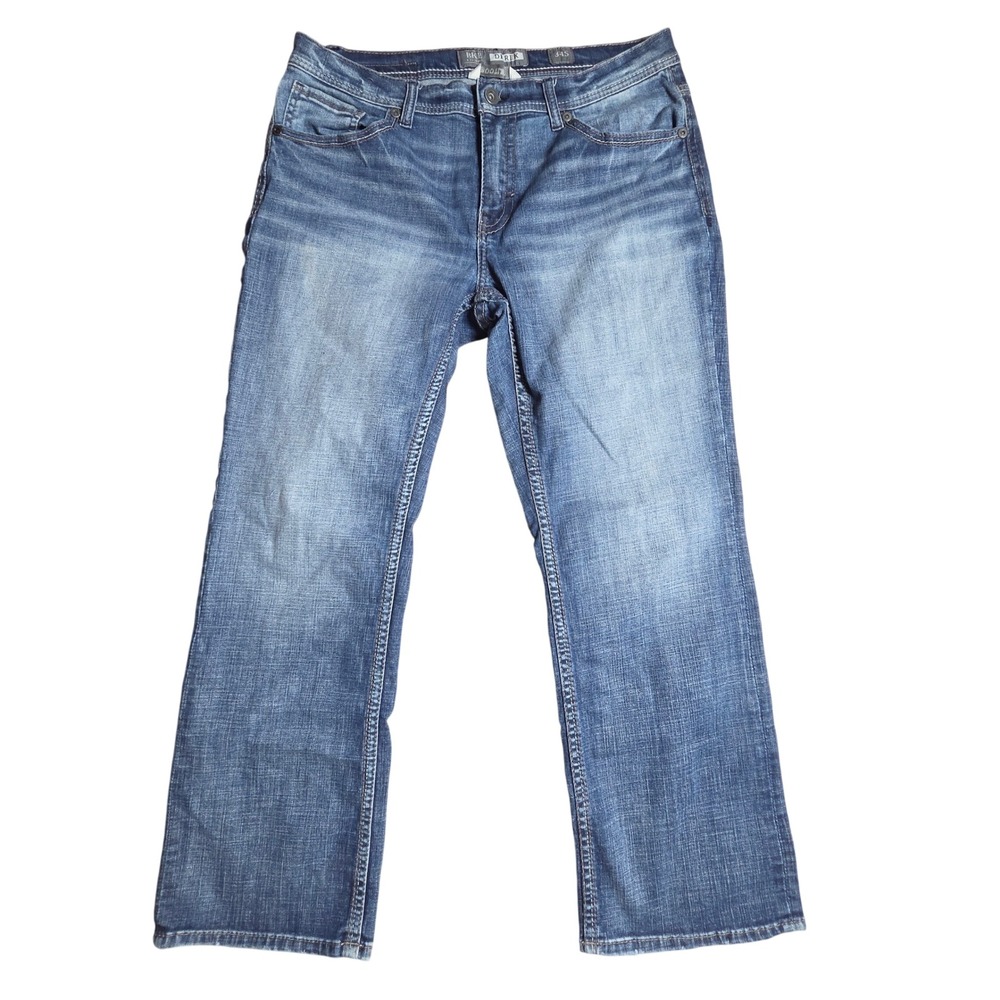 BKE Buckle Derek Bootleg Jeans Mens 34S/30 Contrast Stitch Denim Cowboy Western